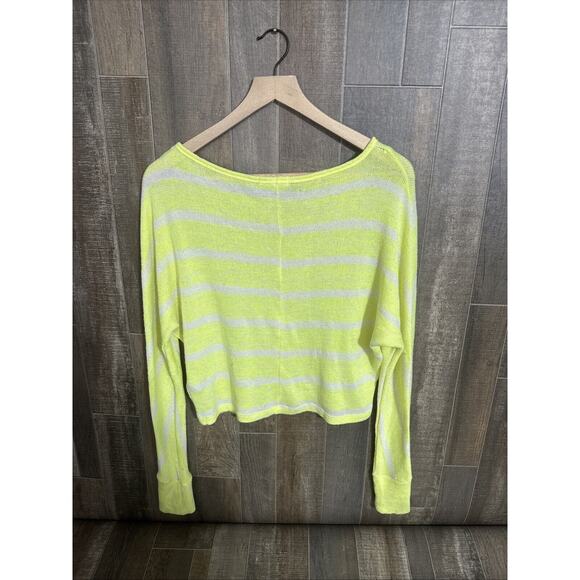 Aeropostale‎ Crop Top Sweater Lime Green And White Stripes - Picture 2 of 6